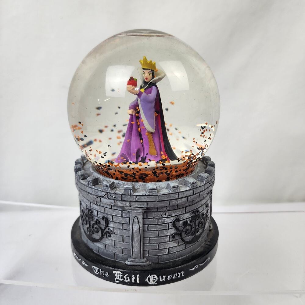 Disney Snow White Evil Queen w/ Apple 6" Snow Globe Villains Musical SnoMotion